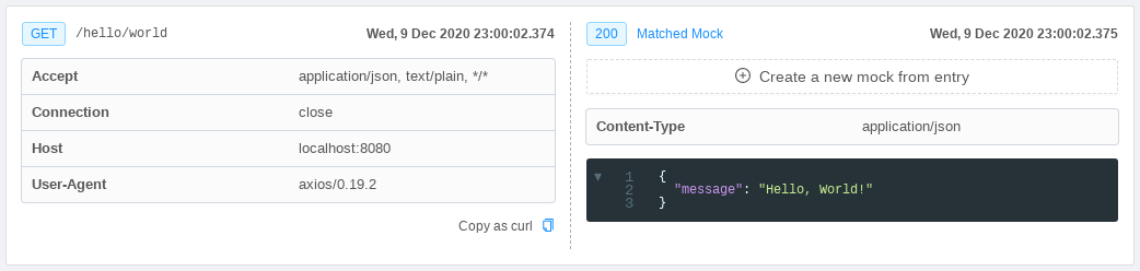 Smocker&#39;s user interface - History with an valid mock response